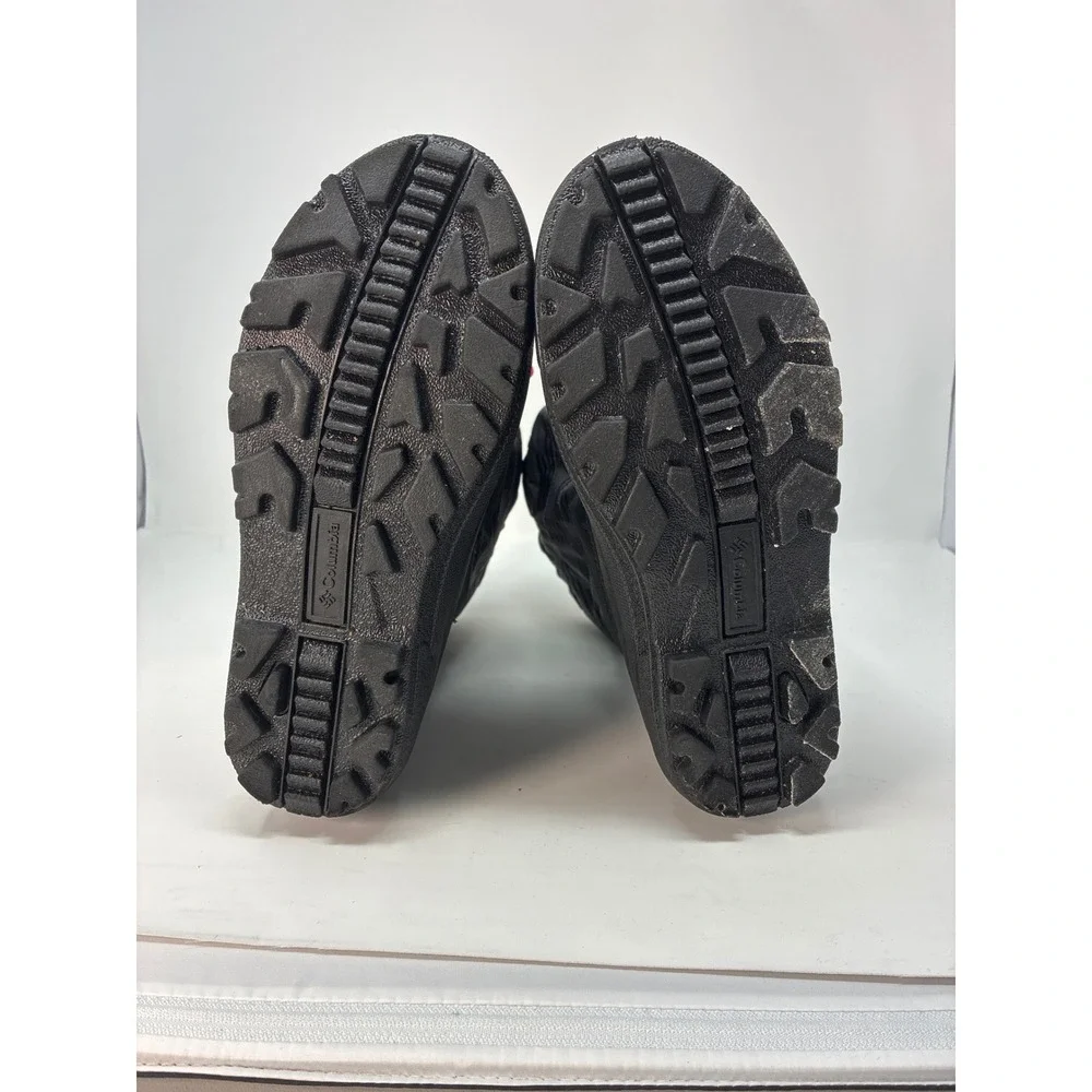 Columbia Snow Boots Powderbug Kids Sz 6 Black Grey Striped Waterproof BY1327-012